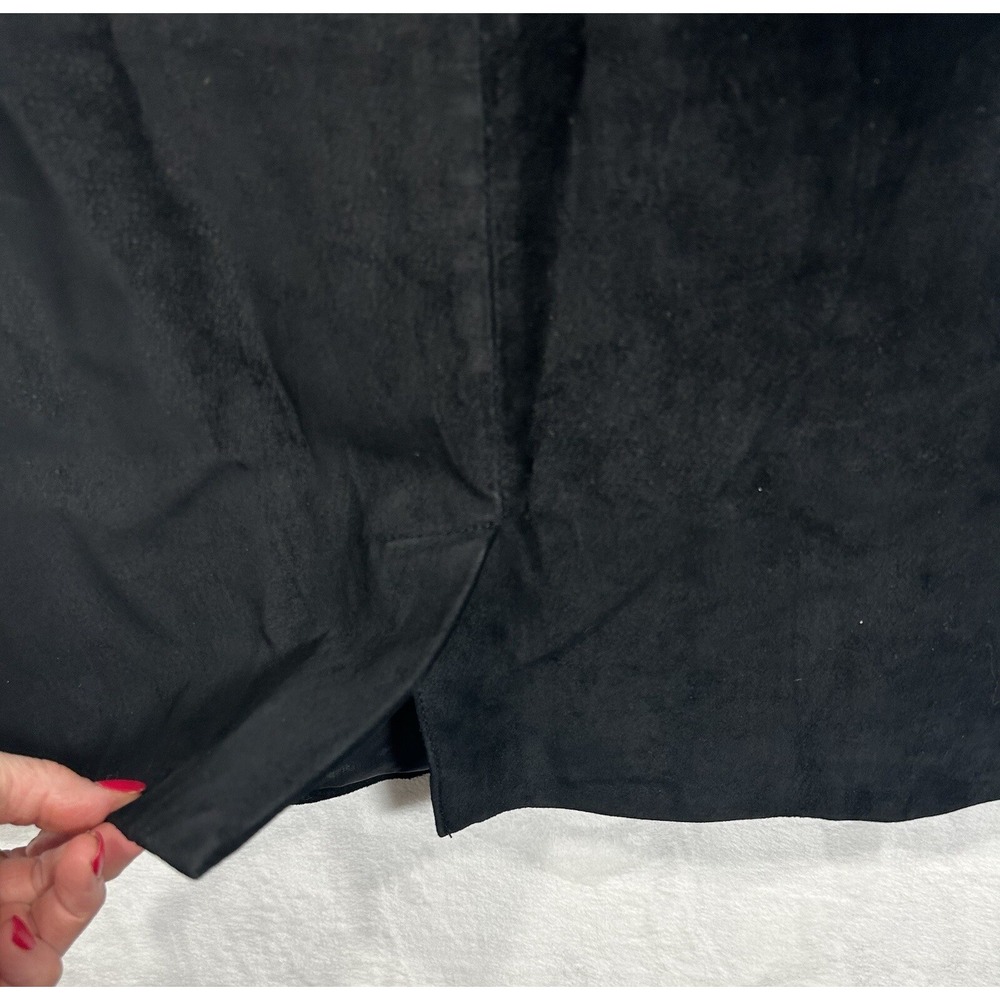 Vintage Vanna White Original Black Purple Suede Leather Skirt Sz 10 Women's - Picture 4 of 9